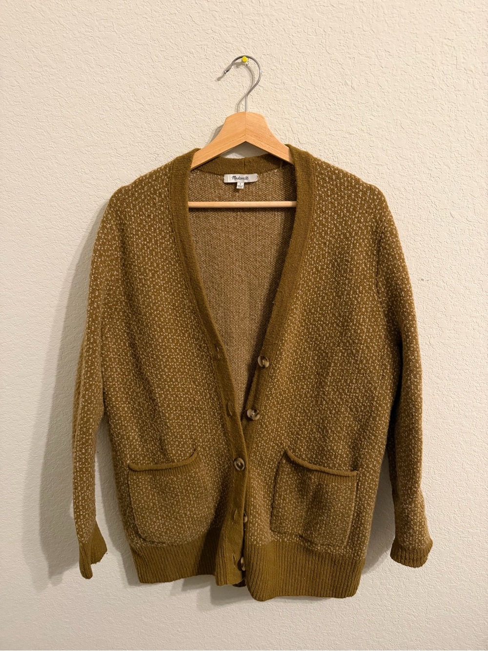 Madewell Cardigan Women S Brown Wool Blend Knitted Pocket Button Down Sweater